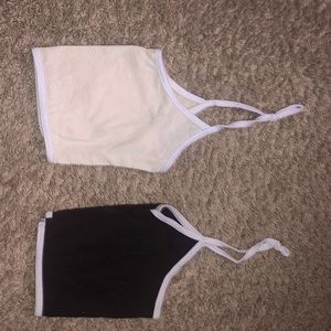 Black and cream crop tops